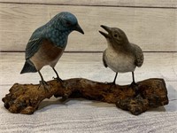 Hand Painted Wood Bird Sculpture