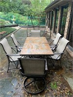 Porcelain Tile Top Patio Table w/ 6 Chairs