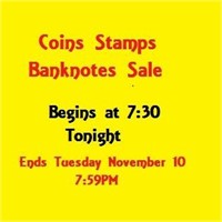 COINS STAMPS AND BANKNOTES ONLY SALE