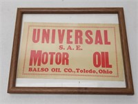 Vintage Universal Motor Oil Framed Advertising