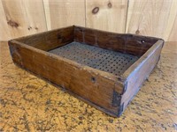 Primitive Dovetailed Pine/Metal Sifter
