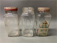 3 Blue Ribbon Coffee Jars