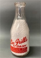Rare Lee Grills Dairy Bellville Ont Milk Bottle
