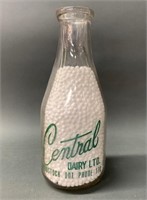 Rare Central Dairy Woodstock Ont Milk Bottle