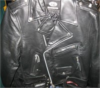 Cresent Black Leather Bikers Large Jacket