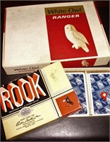Vintage White Owl Cigar Box & Rook Card Game