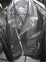 Size 62 Black Leather Bikers Jacket