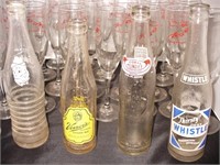 Old Soda Bottles & 24 Champagne Flutes