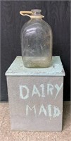 Vtg Alum Milk Box w/1 Gallon Milk Bottle