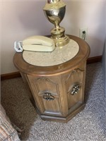 Two Marble-inlay end tables