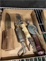 vintage tools, drill,  knife