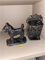 cast iron dog and letter holder