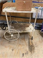 vintage tea cart with large wheels