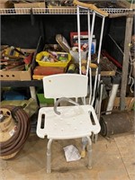 home and health car - shower chair, cane,