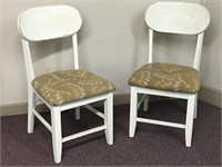 Pair Of Heavy Wood Padded Chairs