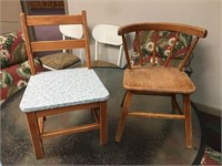 Two Antique Childrens Wood Chairs