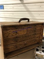 Wood case w/ drawers, 9x20x13" tall