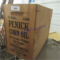 Penick Corn Oil wood box, 10x20x15" tall