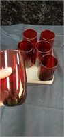 Group of 6 pretty red glasses