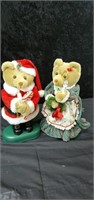 Mr & Mrs Santa bears approx 12 inches tall