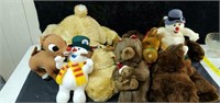 Group of stuffed animals with frosty and Rudolph