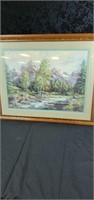 Great cabin mountain scene approz 31 x 25 inches