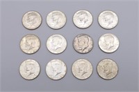 (12) 1965-69 US Silver Kennedy Half Dollars