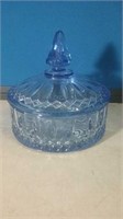 Beautiful blue glass lidded candy container
