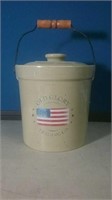 Old Glory bail handle Trading Company crock with
