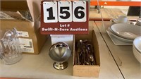 Lot of Assorted Flatware and Roll Top Serving