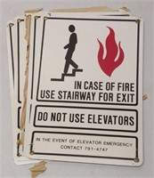 (5) Vintage NOS Metal Fire Exit Warning