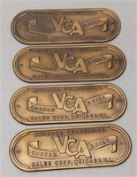 Vintage Brass VCA Badge Tags