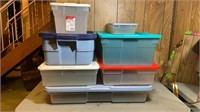 Large lot of seven storage containers. Six
