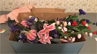 Lot of artificial flowers decorations