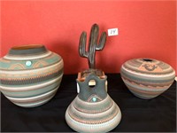 3 pcs Native American Pottery Signed