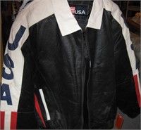 XL Size USA Leather Flag Jacket