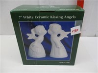 7" White Cermic Kissing Angels/NEW