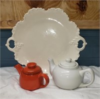 Two Teapots And Large Pitcher