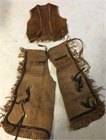 Vintage Leather Kids Cowboy Outfit
