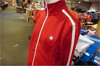 Boast Zip Up Athletic Jacket, Red & White