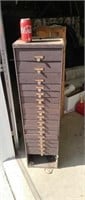 Old jewellers metal cabinet full of watch