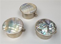 3 Piece Silver mother of pearl Trinket boxes