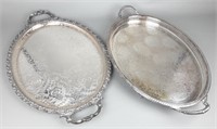 Pair of Large Silver Serving Trays