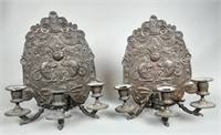 Pair of Heavy Metal Wall Sconces
