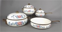7 Piece Normandy brand Floral Pots and Pans