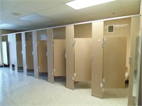 (6) Regular & (1) Handicap Bathroom Stalls,