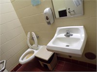 Toilet, Sink, Mirror, Paper Towel Dispenser, +