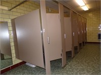 (6) Bathroom Stalls w/ Toilets & Paper Dispensers
