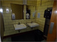 (2) Sinks, (2) Mirrors, Soap & Towel Dispensers, +