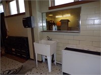 Sink, Mirror & Paper Towel Dispenser